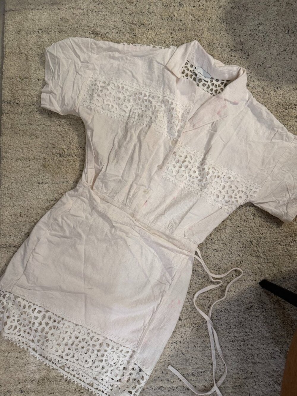 Topshop Linen Shirt Dress Women's 2 White